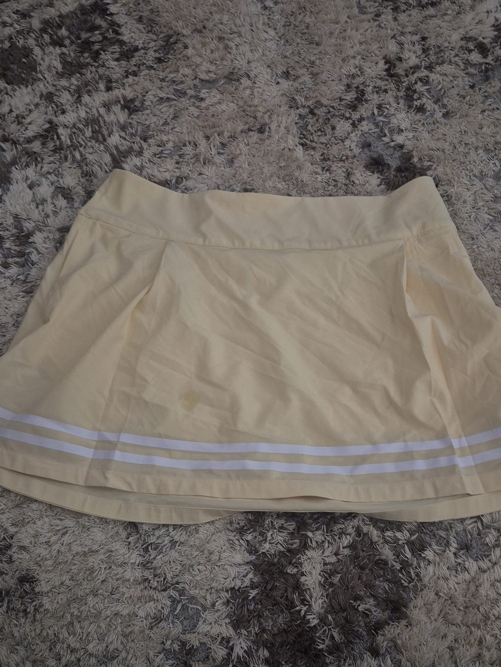 Cream Tennis Skirt with White Stripe Trim
